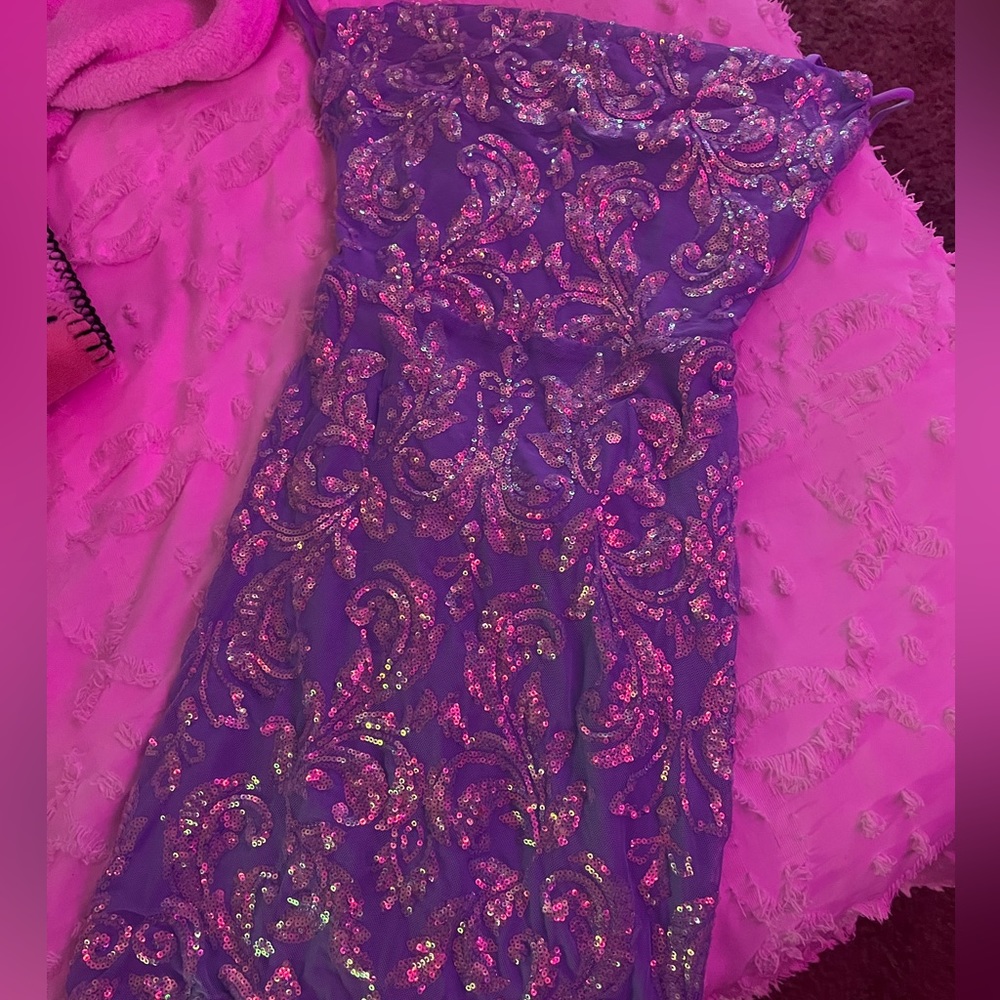 blue sequins tie back windsor tight mini dress